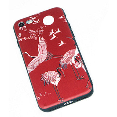 3D Embossed Ukiyo-e Mobile Case - Cranes In Early Spring - solekoi