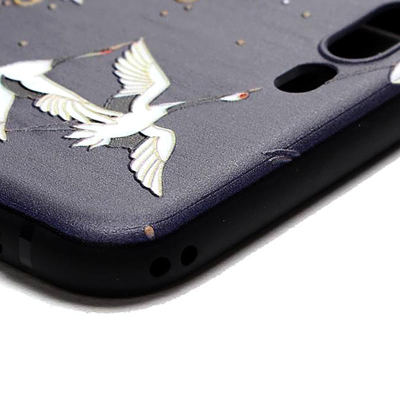 3D Embossed Mobile Case - Cranes Across The Waves - solekoi