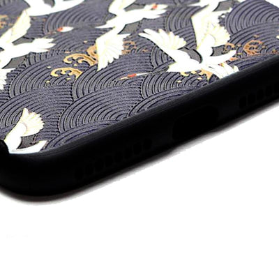 3D Embossed Mobile Case - Cranes Across The Waves - solekoi