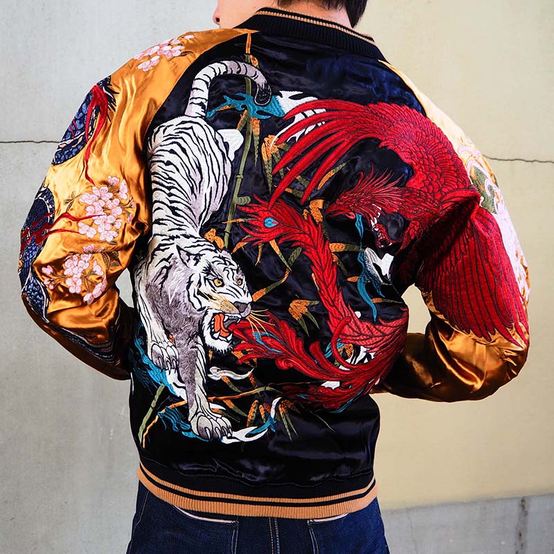Luxury Four Gods Heavy Embroidered Sukajan Souvenir Jacket - solekoi