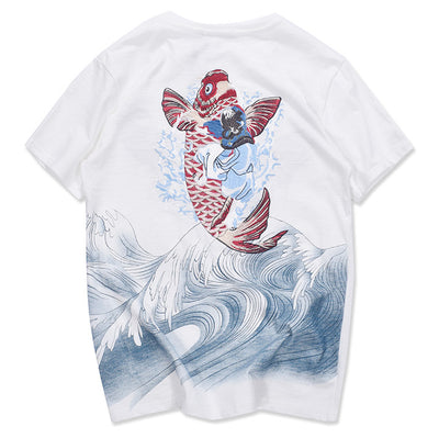 Riding On The Back Of The Koi Embroidered Sukajan T-shirt - solekoi