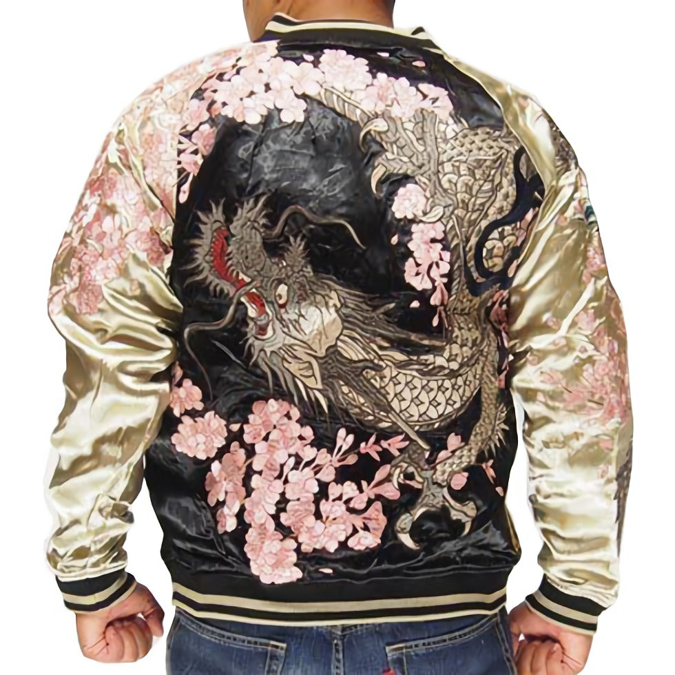Japanese Dragon Ryu Cherrry Blossom Sukajan Souvenir Jacket – solekoi