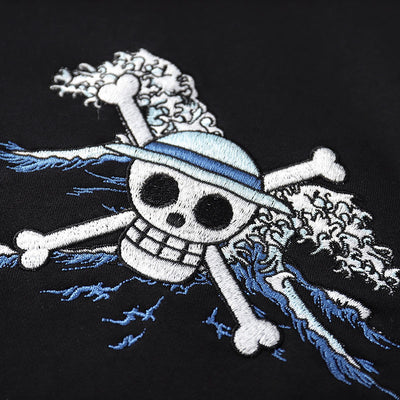 One Piece Straw Hat Pirates Embroidered Sukajan Hoodie - solekoi