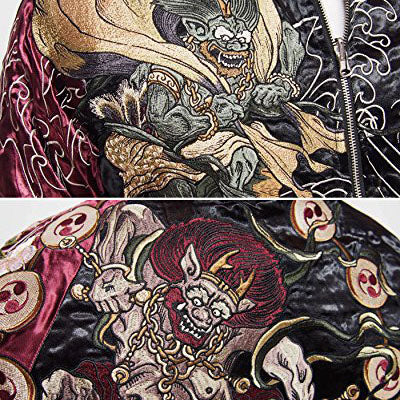 Fengjin Raijin Embroidered Reversible Sukajan Souvenir Jacket - solekoi