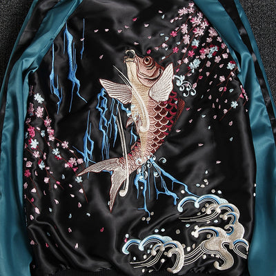 Koi & Goldfish Sukajan Souvenir Jacket [Reversible] - solekoi