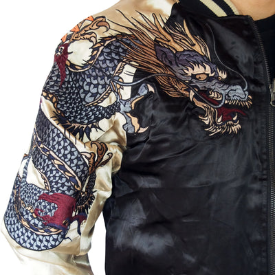 Japanese Phoenix Turtle Dragon Tiger Sukajan Souvenir Jacket - solekoi